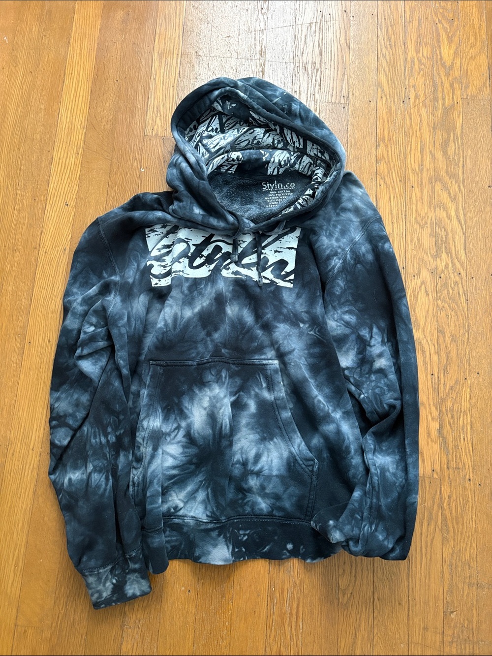 large Black & White Graphic Pullover Hoodie by Stylin.co
